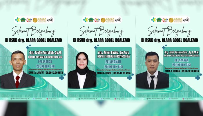 RSUD Clara Gobel Boalemo Tambah Tiga Dokter Gigi Spesialis